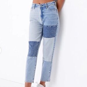 PacSun Women's High Rise Patchwork Jeans - Light and Dark Blue